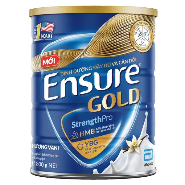 Sữa bột Ensure Gold 800g hương vani hỗ trợ tăng cường sức khỏe và hệ miễn dịch