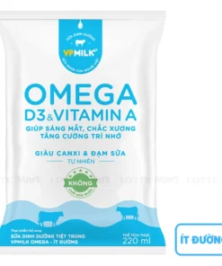 Sữa dinh dưỡng tiệt trùng ít đường của VPMilk Omega bịch giấy