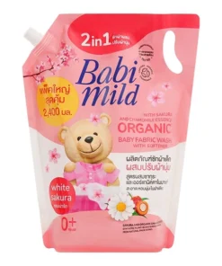 Nước giặt xả quần áo cho bé Babi Mild hương hoa anh đào túi 2.4 lít