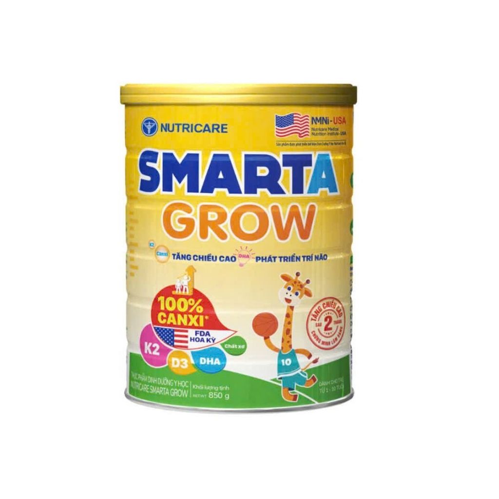 Sữa bột Smarta Grow 850g dành cho trẻ từ 1-10 tuổi hỗ trợ tăng chiều cao & phát triển trí não