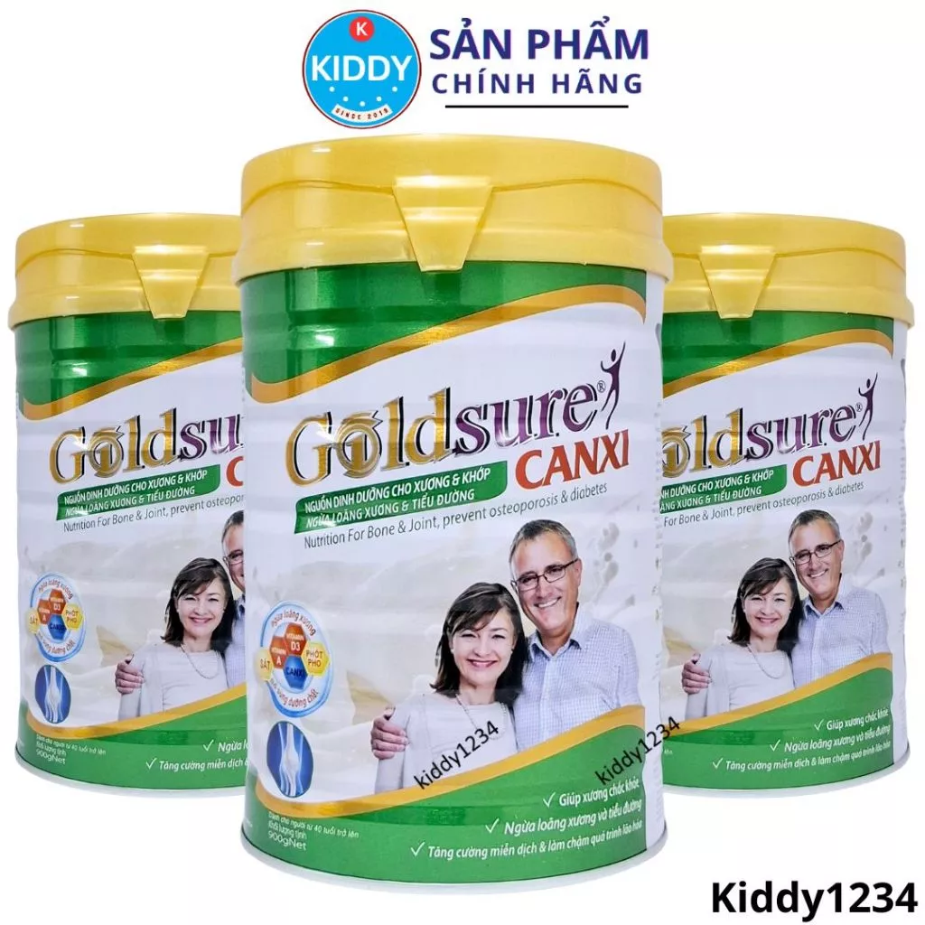Sữa canxi GOLDSURE CANXI NL 900G dành cho người già, ngừa loãng xương, tiểu đường