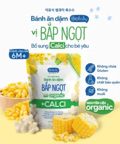 Bánh Ăn Dặm Biobaby (bắp ngọt) bổ sung canxi và chất xơ hỗ trợ tiêu hóa cho bé từ 6 tháng, túi 30g