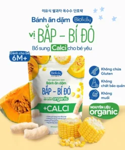 Bánh Ăn Dặm Biobaby (bắp-bí đỏ) bổ sung canxi và chất xơ hỗ trợ tiêu hóa cho bé từ 6 tháng, túi 30g