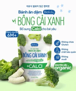 Bánh Ăn Dặm Biobaby (bông cải xanh) bổ sung canxi và chất xơ hỗ trợ tiêu hóa cho bé từ 6 tháng, túi 30g